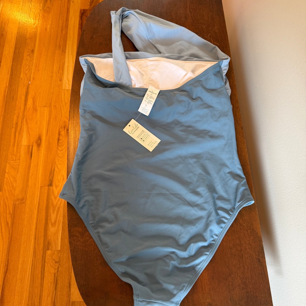 NWT Cupshe One ShoulderTummy Control One-Piece Swimsuit | Blue | Size Large - Picture 3 of 5